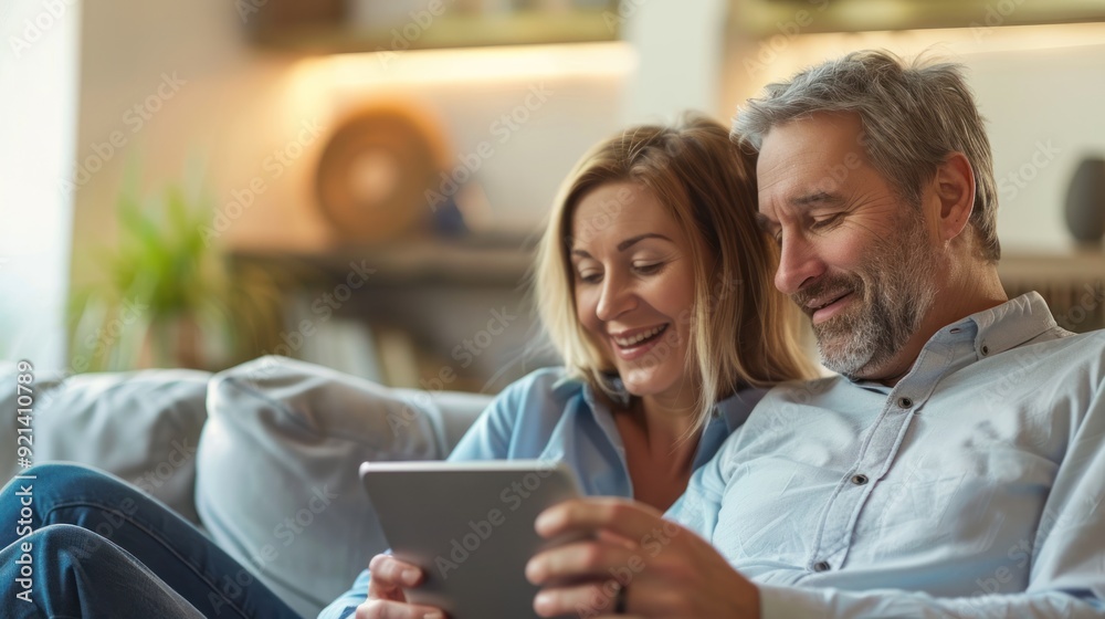 couple using tablet computer