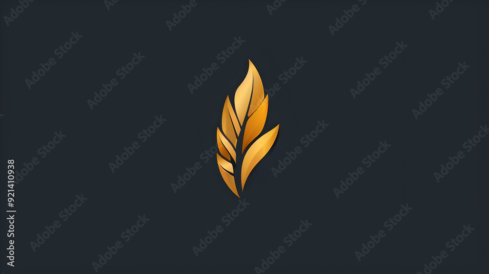 Golden Leaf logo design,symbol. Golden laurel branch vector illustration. Golden feather design Golden Leaf logo design,symbol. Golden laurel branch vector illustration. Golden feather design