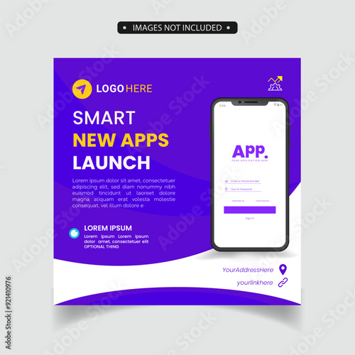 mobile app promotion social media post and web banner template
