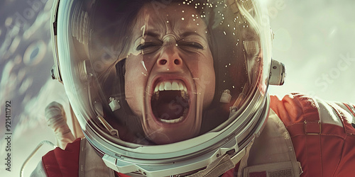 female astronaut screaming 