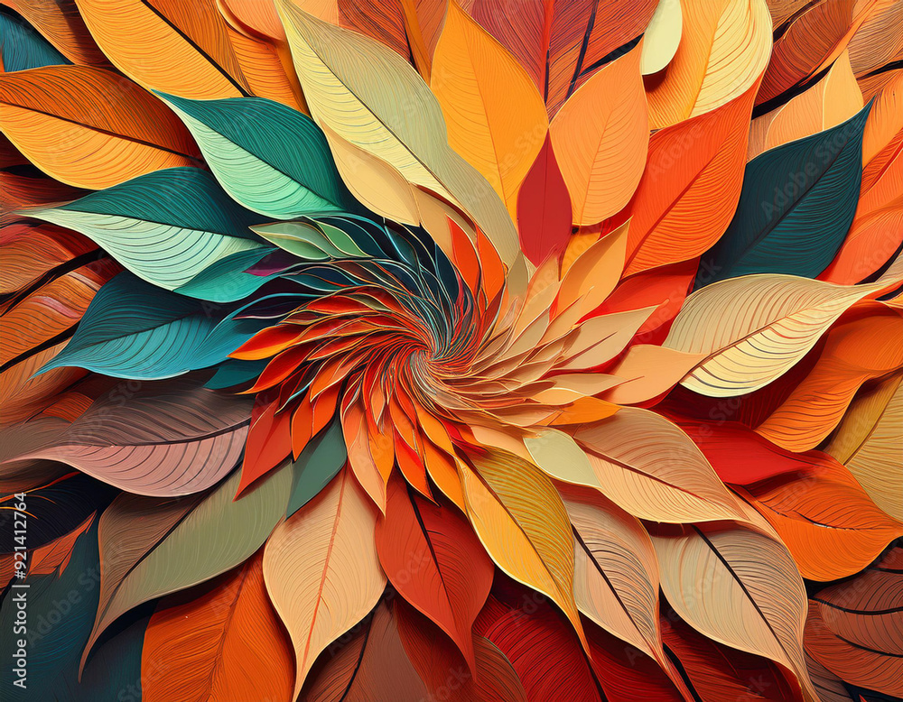 custom made wallpaper toronto digitalAbstract Spiral Pattern of Autumn Leaves Each Layer Showcasing a Different Fall Color Spectrum
