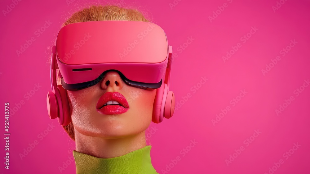 Girl In Virtual Reality Glasses, A New World Awaits Girl In Virtual Reality Glasses, A New World Awaits
