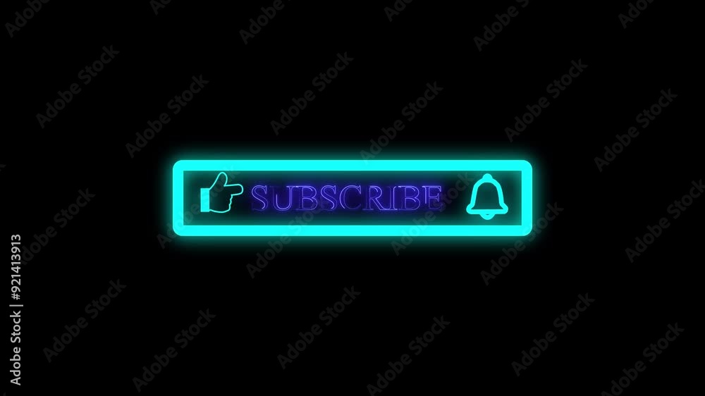 youtube subscribe foggy smoke effect glowing button on black screen, bell, like icon lower animation