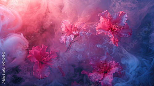 A bunch of pink flowers with green leaves