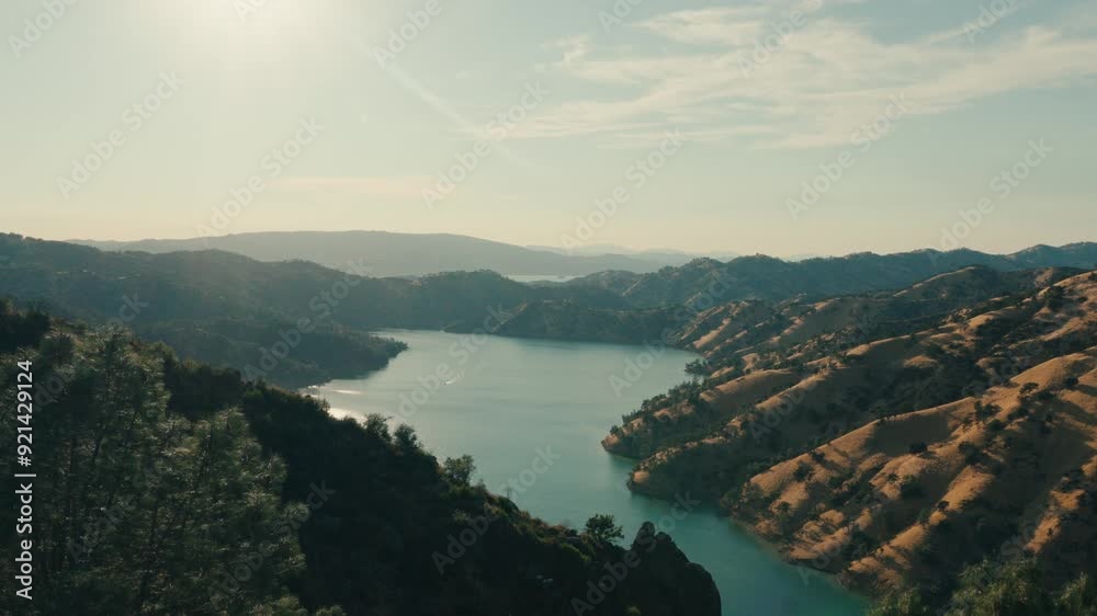 View of lake berryessa on a summer evening 