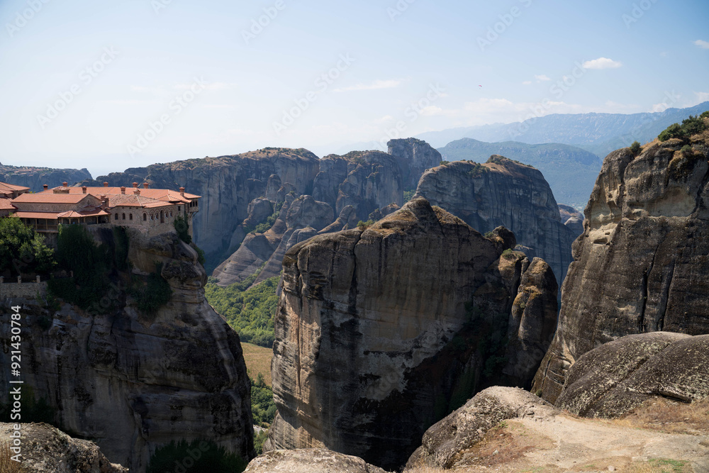Fototapeta premium Meteors in Greece on a beautiful sunny day