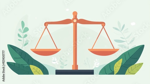 A Symbol of Justice in Nature: Exploring the Balance Between Law and Equity Illustrated with Striking Minimalism and Colorful Elements.
