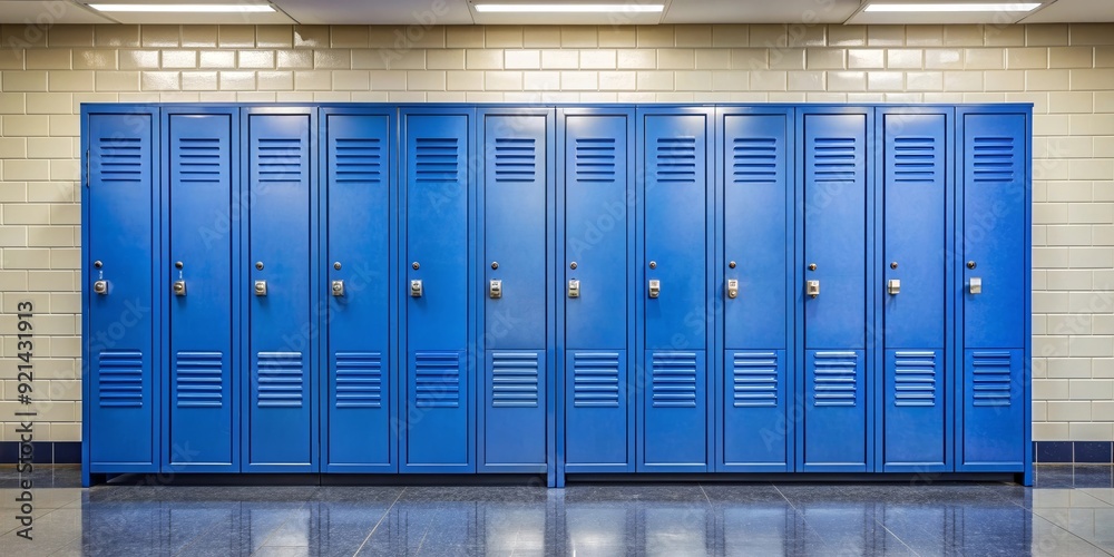 Blue metal locker in a high school hallway , locker, school, education, hallway, metal, storage, blue, supplies Blue metal locker in a high school hallway , locker, school, education, hallway, metal, storage, blue, supplies