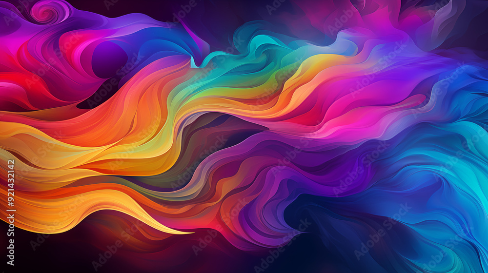 Dynamic Abstract Art With Colorful Swirling Waves And Dark Backdrop Ideal For Modern Design Themes Dynamic Abstract Art With Colorful Swirling Waves And Dark Backdrop Ideal For Modern Design Themes