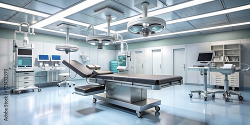 Operating room with surgery table and medical equipment , hospital, healthcare, surgical procedure