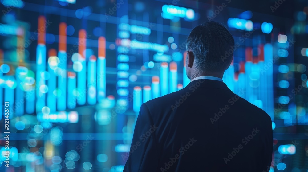 Business professional analyzing financial data on digital screen, representing innovation and technology in finance. Business professional analyzing financial data on digital screen, representing innovation and technology in finance.