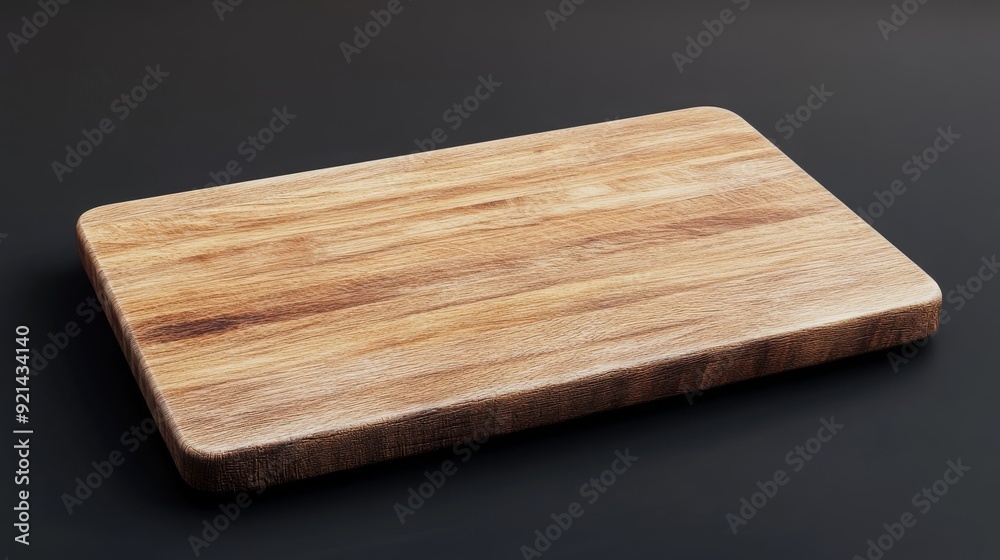 A wooden cutting board with a slightly textured surface, sits on a black background. A wooden cutting board with a slightly textured surface, sits on a black background.