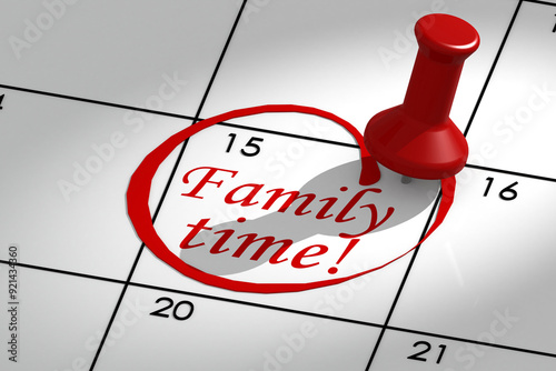 Obraz na płótnie Family time word marked on calendar with push pin w salonie