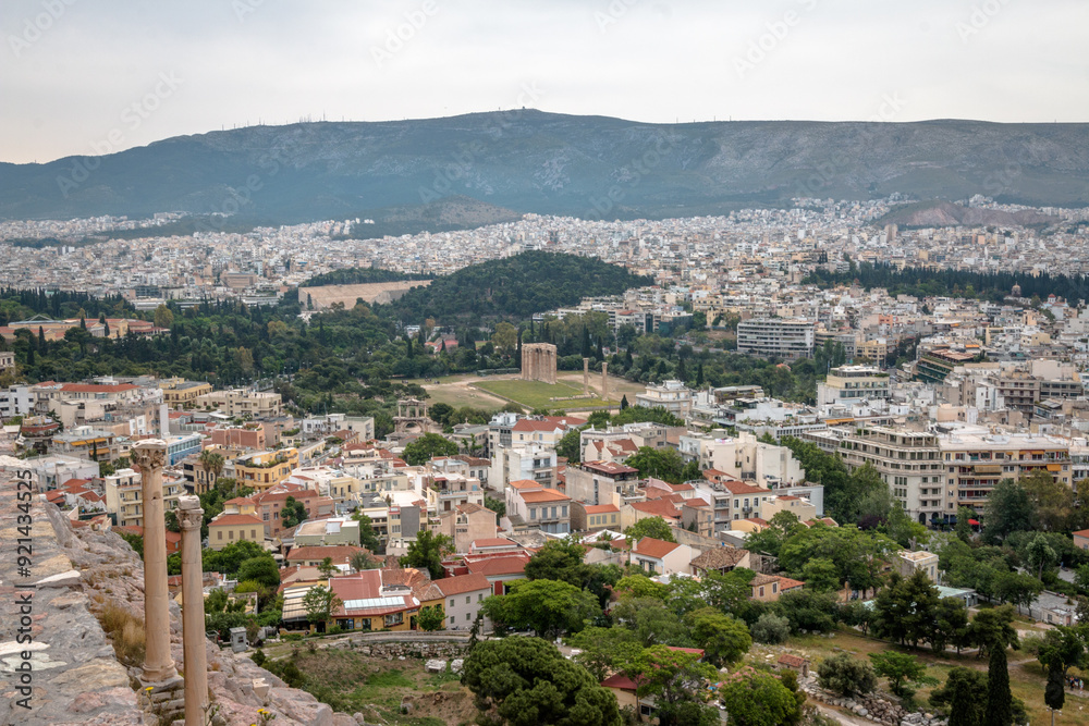 Fototapeta premium Views from the Parthenon ruins in the city of Athens, Greece