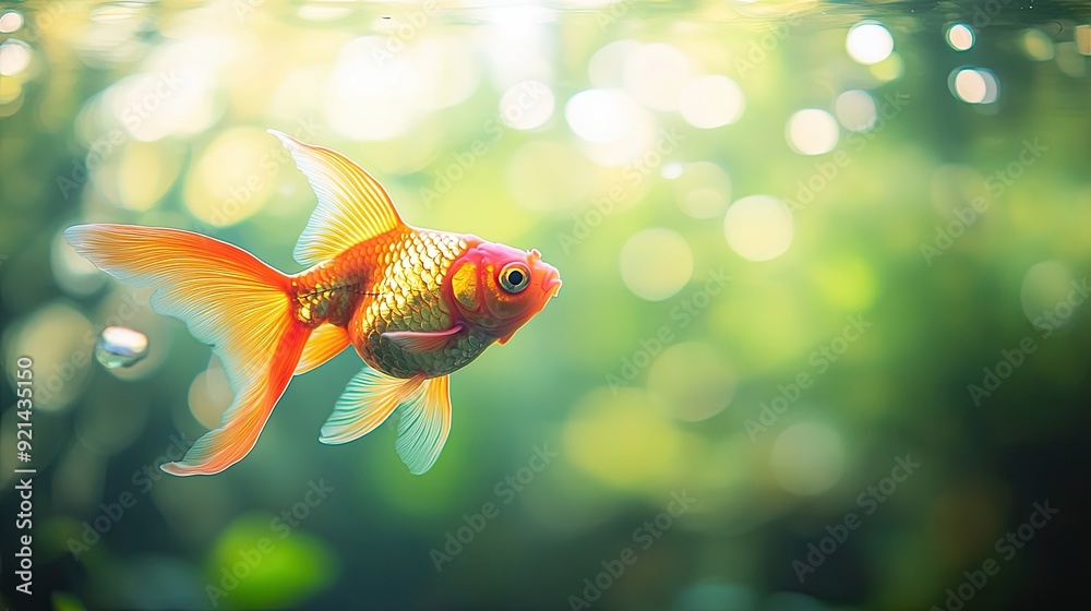 Goldfish isolated on spring background