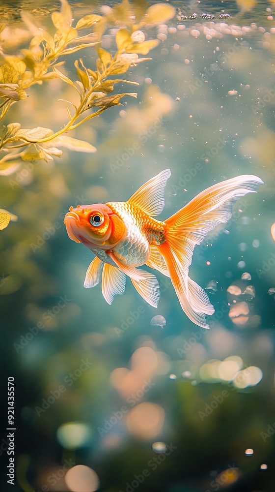 Goldfish isolated on spring background Goldfish isolated on spring background