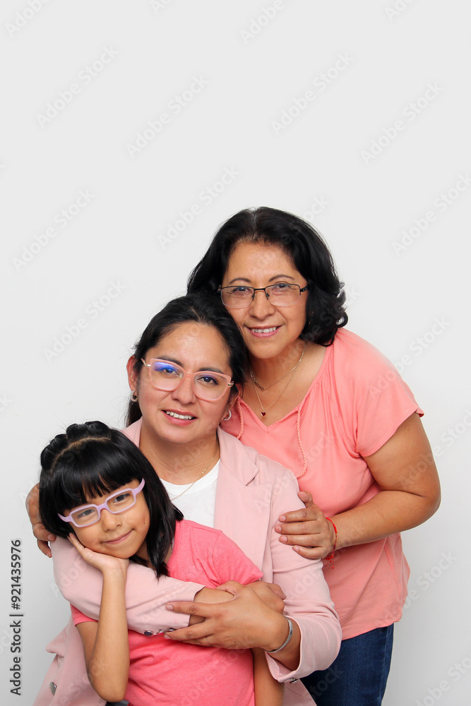 Grandmother, mom and daughter, three generations of dark-skinned Latina women show the importance of ancestors and female lineage on Mother's Day Grandmother, mom and daughter, three generations of dark-skinned Latina women show the importance of ancestors and female lineage on Mother's Day