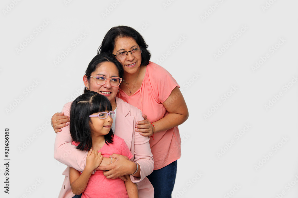 Grandmother, mom and daughter, three generations of dark-skinned Latina women show the importance of ancestors and female lineage on Mother's Day Grandmother, mom and daughter, three generations of dark-skinned Latina women show the importance of ancestors and female lineage on Mother's Day
