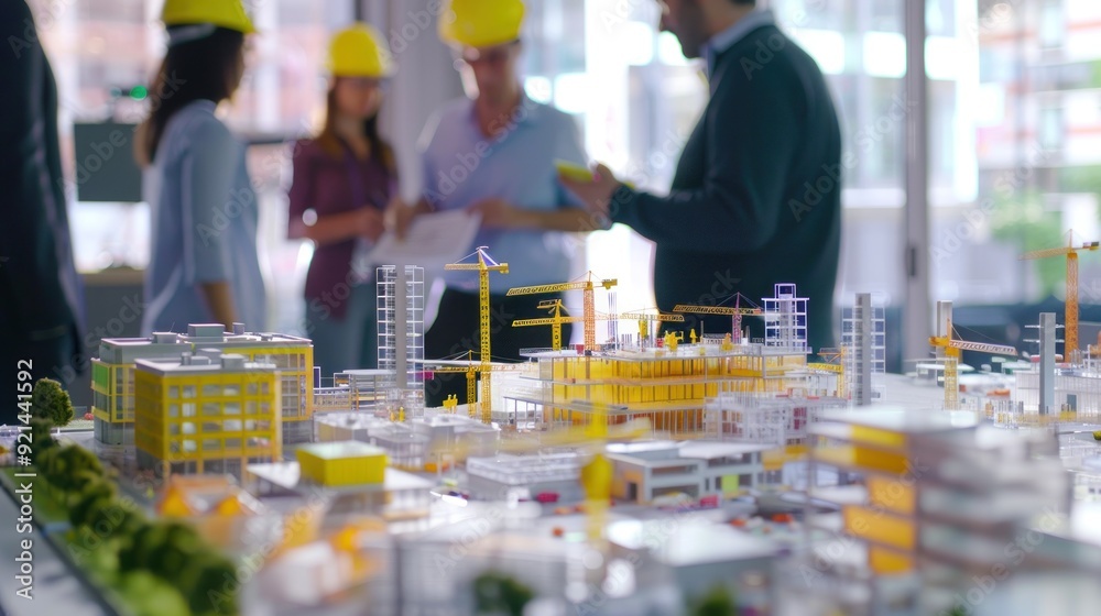 Generate a photo realistic image of a construction project team participating in a workshop on cost efficiency, with detailed financial charts and efficiency plans Generate a photo realistic image of a construction project team participating in a workshop on cost efficiency, with detailed financial charts and efficiency plans