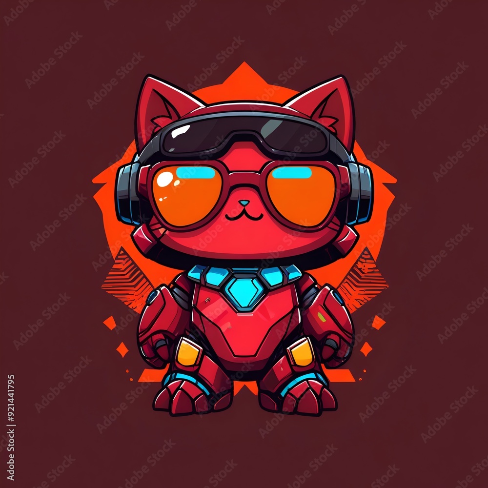 Red Cat Robot Wearing Sunglasses Red Cat Robot Wearing Sunglasses