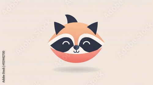 A raccoon with a mask, floating in a plain background, simple and clean, 2D vector, minimal detail, soft gradients