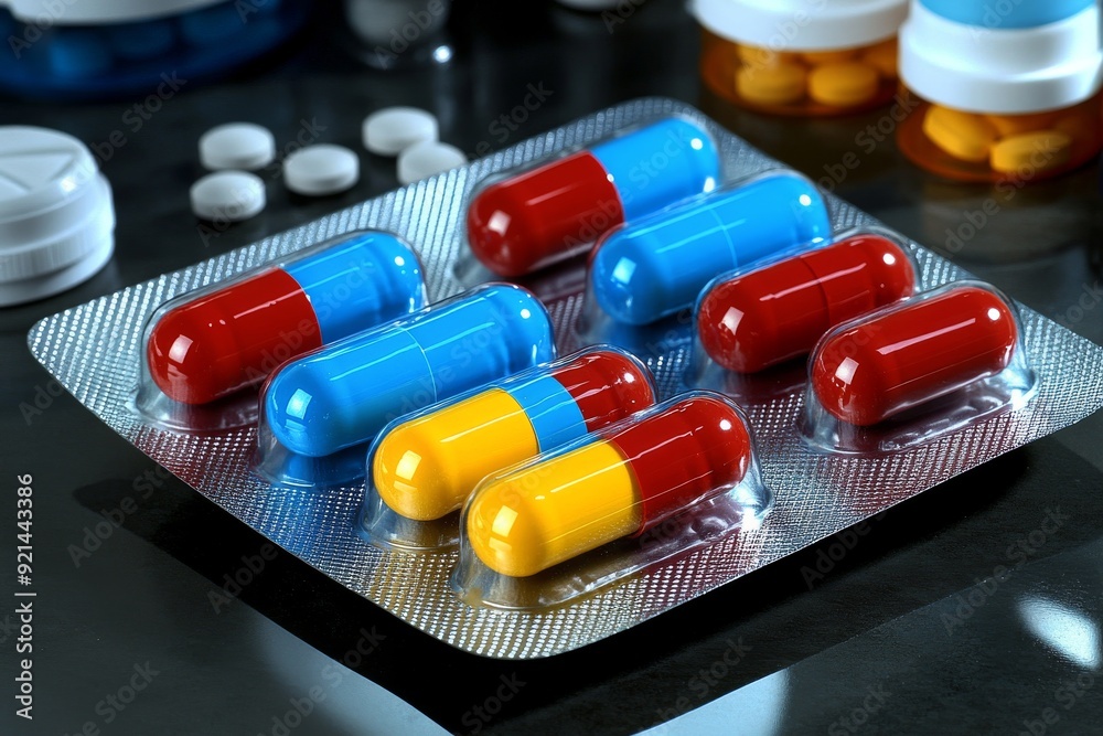 Colorful array of pharmaceutical capsules in a glass container highlighting diversity in medication options Colorful array of pharmaceutical capsules in a glass container highlighting diversity in medication options