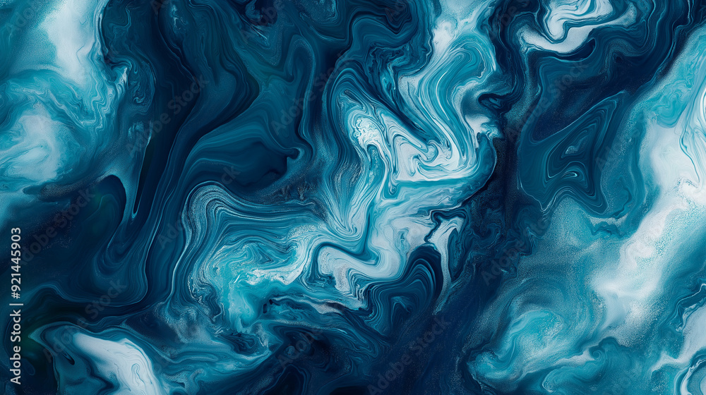 Marbled paper background in deep oceanic tones Marbled paper background in deep oceanic tones