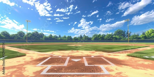 Play Ball! A baseball field in high detail. Sports theme concept