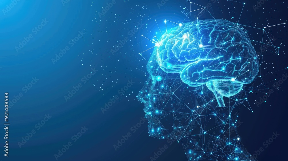 Digital Human with Brain and Connection Lines Digital Human with Brain and Connection Lines