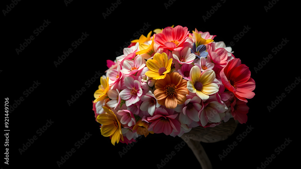 Brain made up of flowers side angle. Generative AI Brain made up of flowers side angle. Generative AI