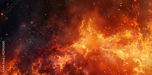 Fiery Blaze. Abstract fire-themed wallpaper with plain background photo