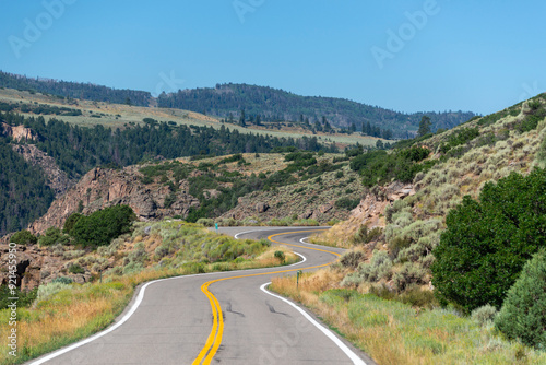 Curvy road through mountains