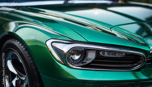 Close-Up Perfection: The Emerald Green Luxury Car in Cinematic Detail