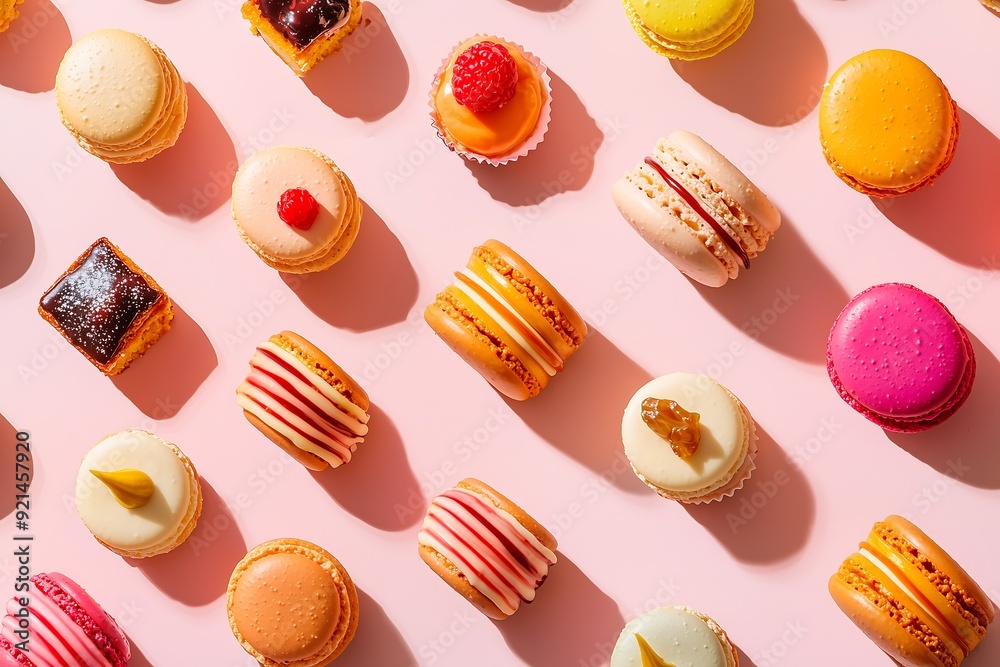 Elegant Assorted French Pastries Macarons Eclairs Mini Tarts Colorful Delicate and Decadent Perfect for Gourmet Dessert and Patisserie Photography Elegant Assorted French Pastries Macarons Eclairs Mini Tarts Colorful Delicate and Decadent Perfect for Gourmet Dessert and Patisserie Photography