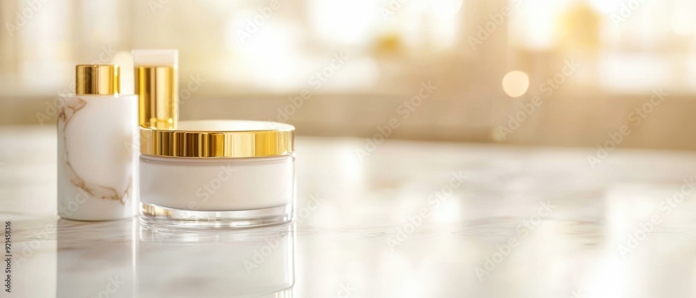 Luxury skincare products on a marble countertop, emphasizing the elegance and effectiveness of high-end beauty routines Luxury skincare products on a marble countertop, emphasizing the elegance and effectiveness of high-end beauty routines