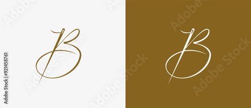 Logo Letter B combined with Needle. Logo tailor, Lettering, craft, and creativity. Editbale file