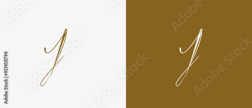 Logo Letter J combined with Needle. Logo tailor, Lettering, craft, and creativity. Editbale file