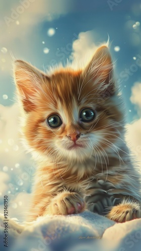 Cute Kittens Playing. Adorable kittens on a plain background