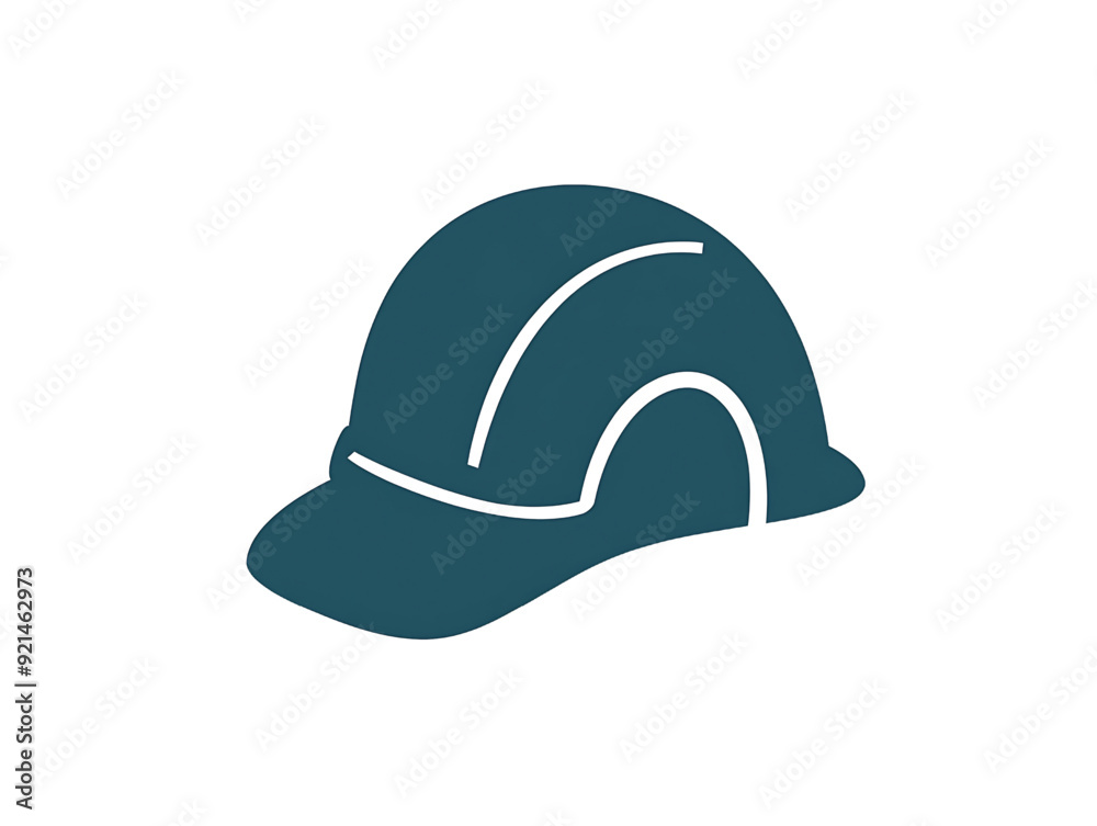 Minimalist Hard Hat Icon isolated on white background,blue hat Minimalist Hard Hat Icon isolated on white background,blue hat