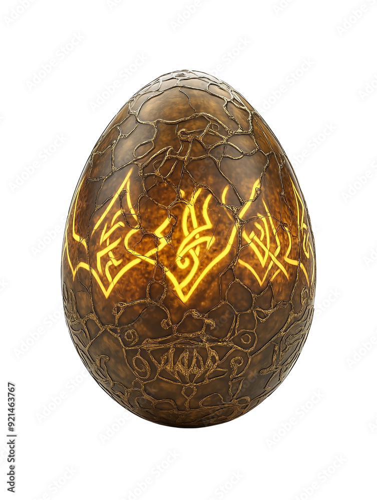 Glowing Rune-Engraved Dragon Egg Artifact
