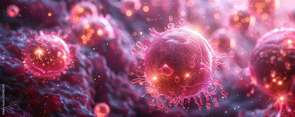 Fototapeta premium Abstract depiction of cellular regeneration enhanced by advanced biotechnology, [medical research], [biotech innovation].