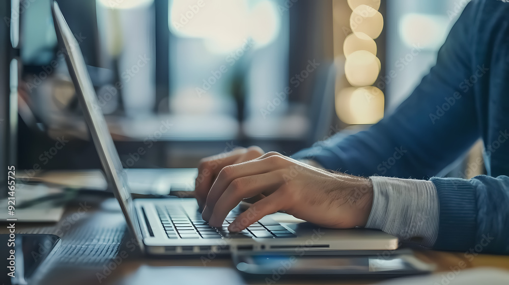 Man Working At Laptop In Contemporary Office