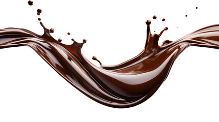 Dark chocolate liquid splash isolated on transparent white background, clipping path