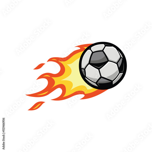 Flying soccer ball with flame stock illustration vector isolated. Best for football related illustration