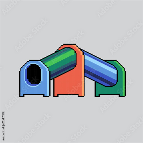 Pixel art illustration Children Tunnel. Pixelated Tunnel. Children Park Tunnel Waterslide icon pixelated for the pixel art game and icon for website and video game. old school retro.
