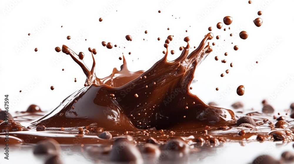 A dynamic splash of dark liquid with droplets in a visually striking arrangement. A dynamic splash of dark liquid with droplets in a visually striking arrangement.