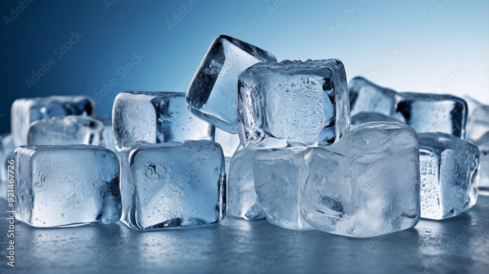 Ice cubes light blue cubes scattered, setting isolated transparent background Ice cubes light blue cubes scattered, setting isolated transparent background
