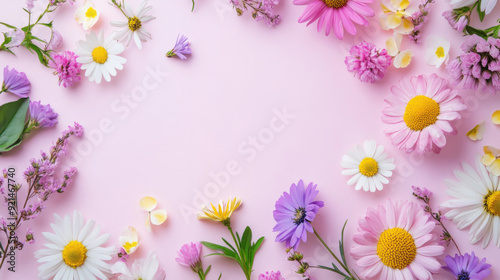 Colorful flowers on a background in pastel tones