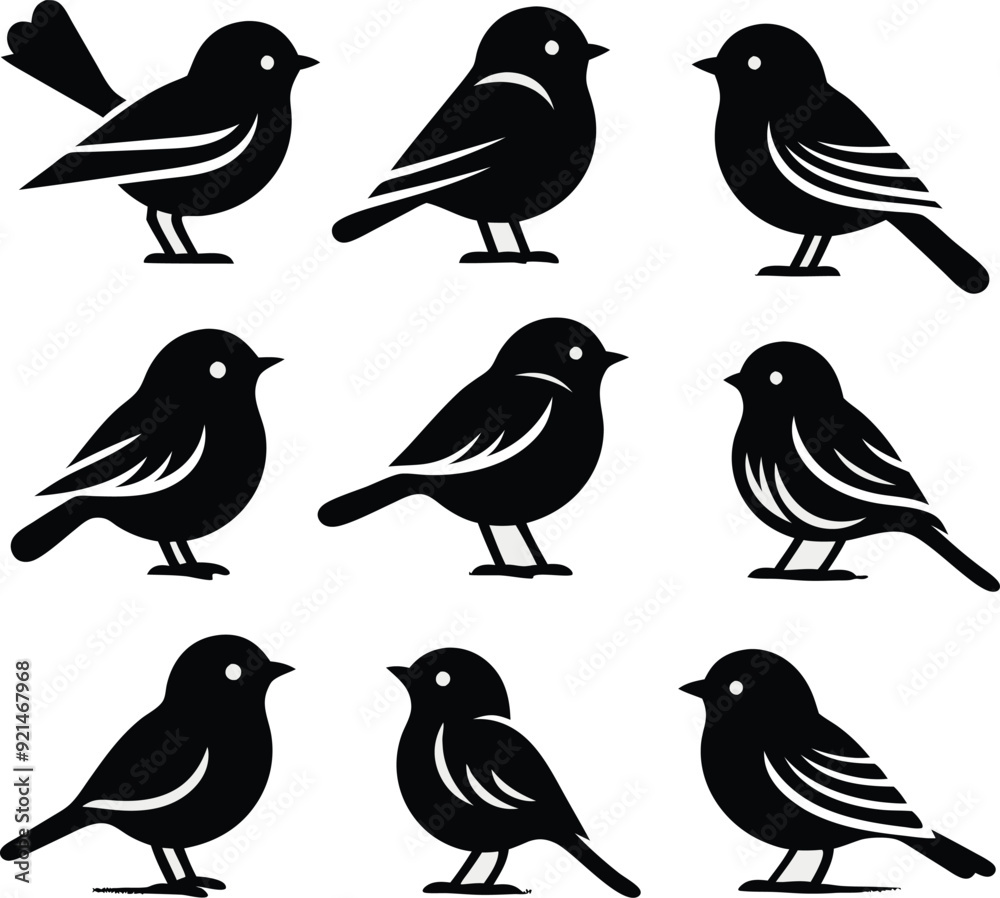 set of silhouettes of birds Vector illustration silhouette image icon set of silhouettes of birds Vector illustration silhouette image icon