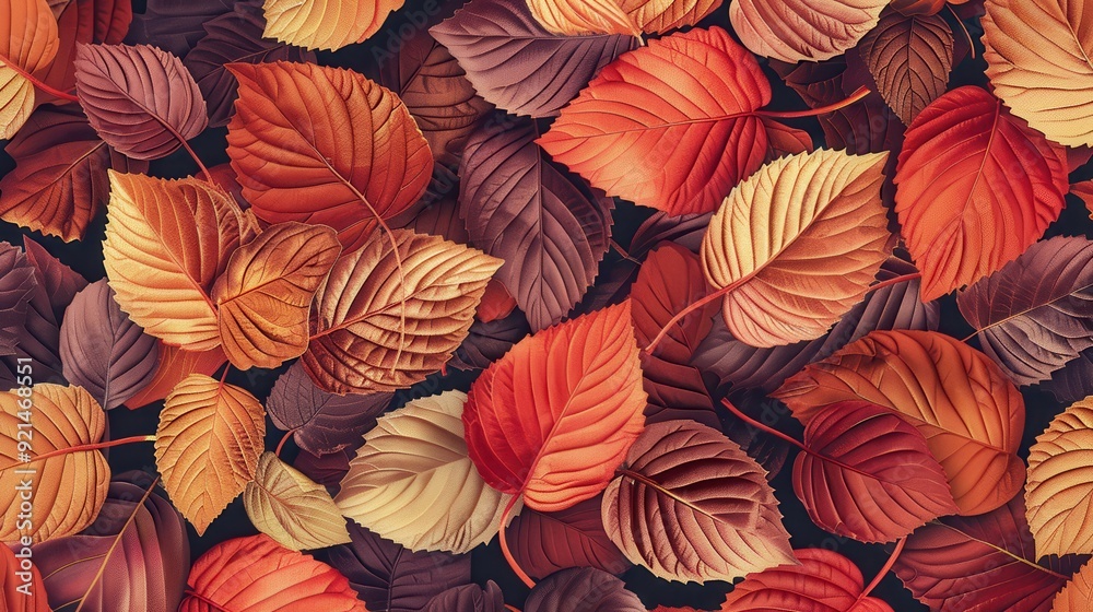 A collection of autumn leaves in various shades of orange and red covers the ground beautifully A collection of autumn leaves in various shades of orange and red covers the ground beautifully